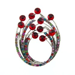 Vintage flower brooch - with colorful crystalsBrooches