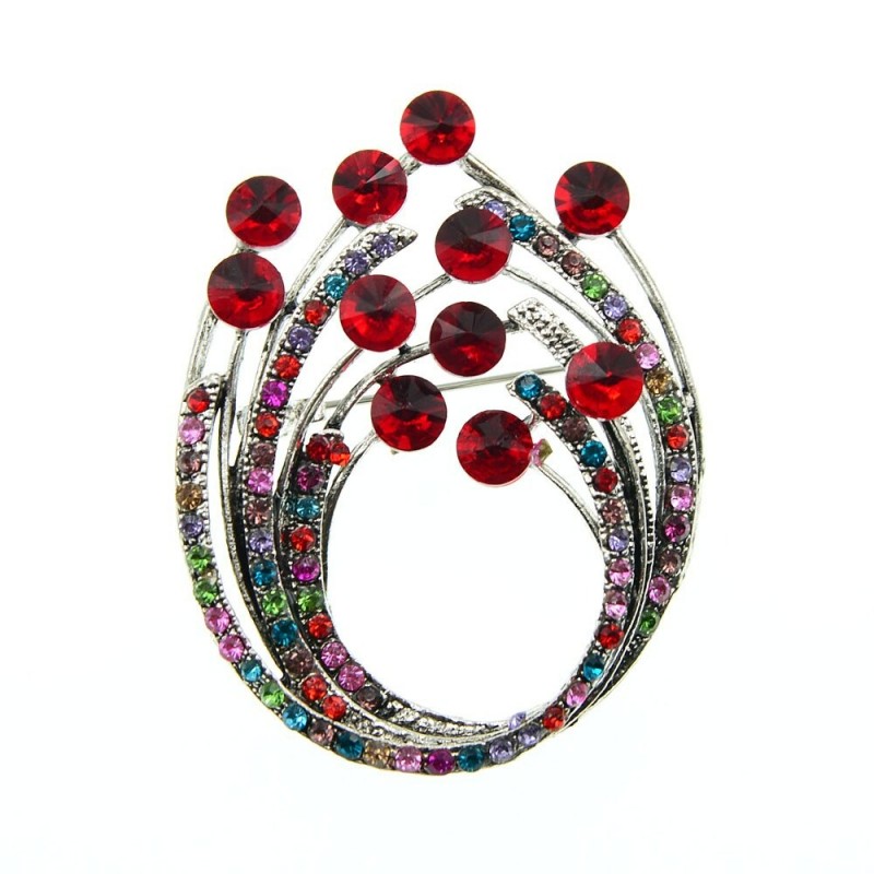 Vintage flower brooch - with colorful crystalsBrooches