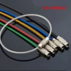 Colorful EDC keychain - stainless steel carabiner - wire cable rope - with screw lockingSurvival tools