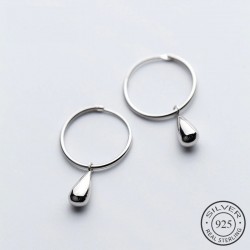 Round earrings with water drops - 925 sterling silverEarrings