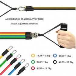 Elastic resistance bands - rubber bands - with handles - for fitness / exercise - 11 piecesEquipment