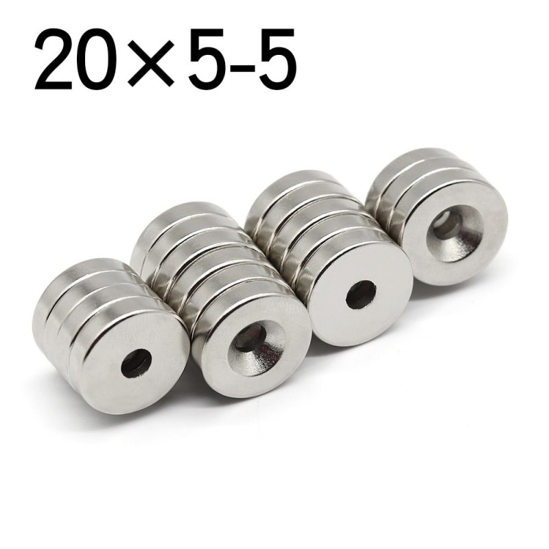 N35 - neodymium round magnet - 20 * 5 mm - with 5mm hole - 2 / 20 piecesN35