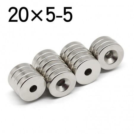 N35 - neodymium round magnet - 20 * 5 mm - with 5mm hole - 2 / 20 piecesN35