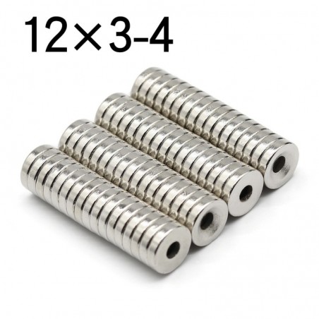 N35 - neodymium magnet - round disc - 12 * 3mm - with 4mm hole - 10 - 50 piecesN35
