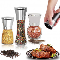 Salt / pepper / herbs grinder - with adjustable coarseness - stainless steelMills - Grinders