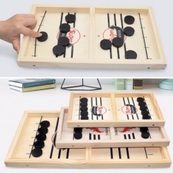 Table hockey game - with 10 pucks - wooden toyWooden