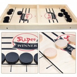 Table hockey game - with 10 pucks - wooden toyWooden
