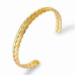 Stainless steel bangle - half open - wheat scales design - unisexBracelets