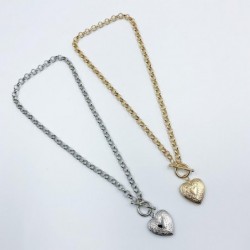 Necklace with a heart-shaped pendant - openable - gold / silverNecklaces