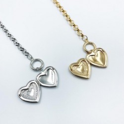 Necklace with a heart-shaped pendant - openable - gold / silverNecklaces