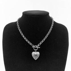 Necklace with a heart-shaped pendant - openable - gold / silverNecklaces