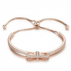 Elegant crystal bracelet with bowknot - adjustable - 925 sterling silverBracelets