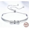 Elegant crystal bracelet with bowknot - adjustable - 925 sterling silverBracelets