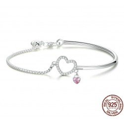 Crystal bracelet - with mini hearts - 925 sterling silverBracelets