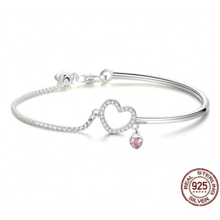 Crystal bracelet - with mini hearts - 925 sterling silverBracelets