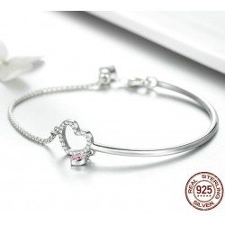 Crystal bracelet - with mini hearts - 925 sterling silverBracelets