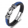 Vintage leather bracelet - irregular graphic - with metal locking claspBracelets