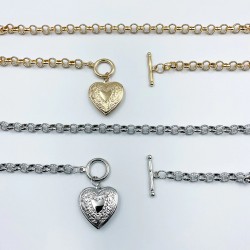 Necklace with a heart-shaped pendant - openable - gold / silverNecklaces
