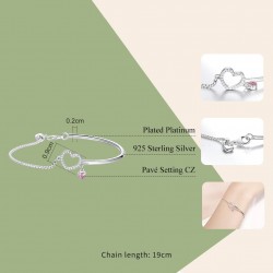 Crystal bracelet - with mini hearts - 925 sterling silverBracelets