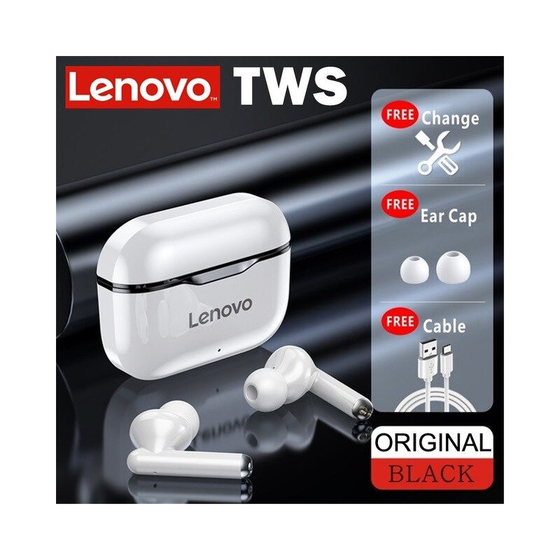 Lenovo LP1 - wireless in-ear headphones - Bluetooth - waterproof - noise cancelling - with microphoneEar- & Headphones