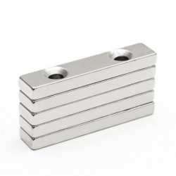 N35 - neodymium magnet - rectangular - with double 5mm holes - 50 * 10 * 5mm - 3 piecesN35