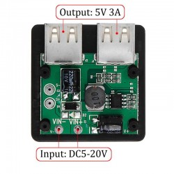 Double USB regulator - solar charger - for phones / power bank / fans - 5-20V - 5V 3ASolar panels