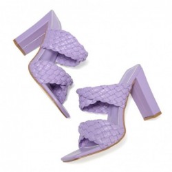 Fashionable sandals - thick heel - weaved leather designSandals