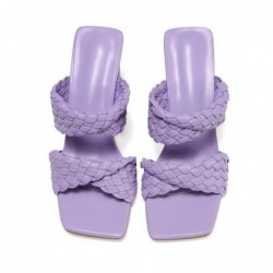 Fashionable sandals - thick heel - weaved leather designSandals