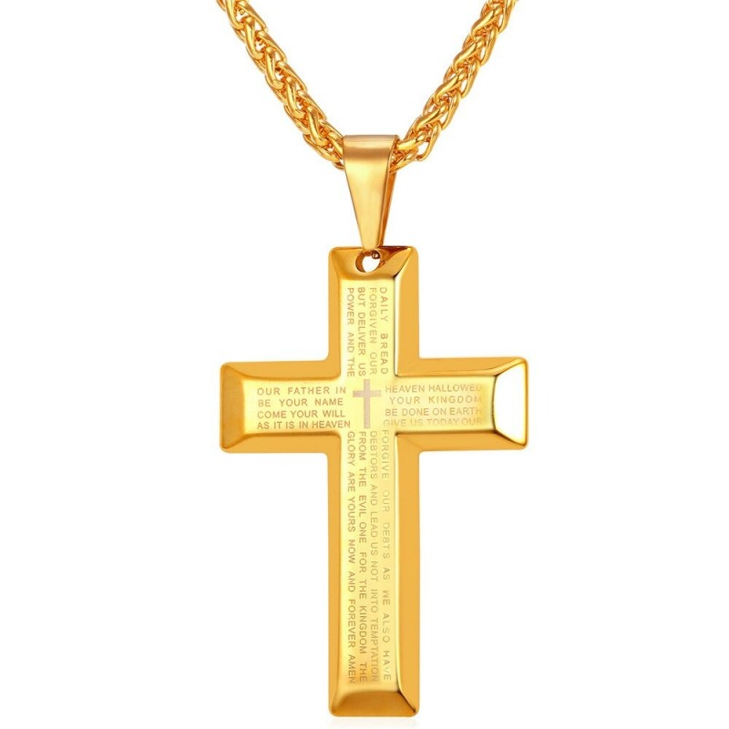 Cross with prayers - necklace - stainless steelNecklaces