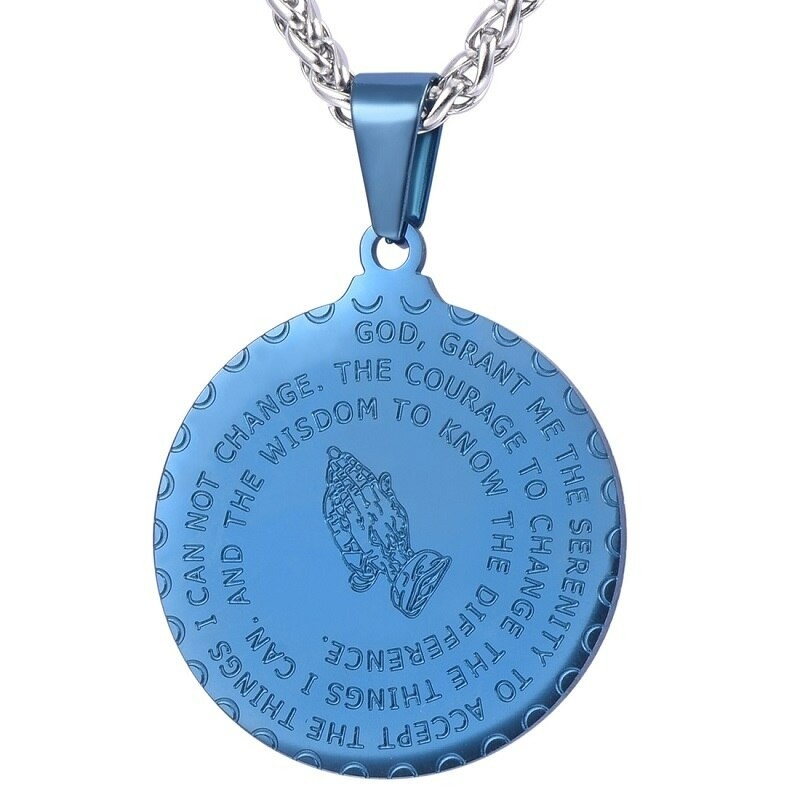 Praying hands with Bible verse - coin / heart shape pendant - stainless steel necklaceNecklaces