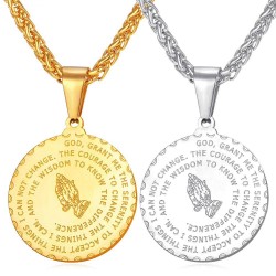 Praying hands with Bible verse - coin / heart shape pendant - stainless steel necklaceNecklaces