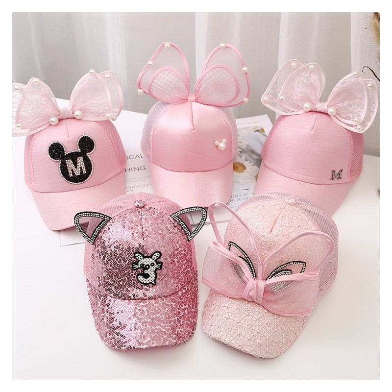 Baseball cap - with bow / glitter / pearls - for girls / boys - adjustableHats & Caps
