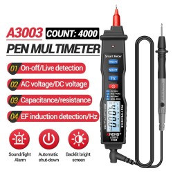 A3003 - digital multimeter - pen type meter - 4000 counts - non contact AC / DC / Hz / Voltage resistance tester - LCDMultime...