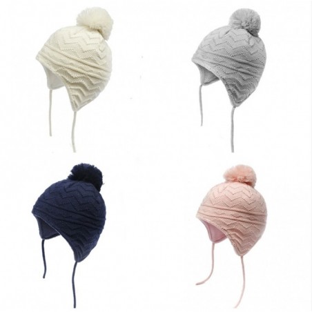 Knitted beanie - with ears protection / pom pom - for girls / boysHats & caps