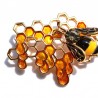 Bee and honeycomb - gold - crystal - broochBrooches