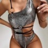 Sexy bikini / one piece swimming suit - with decorative rings - snake skinBeachwear