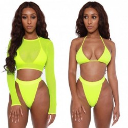Sexy bikini set - long sleeve top - high / low waist - 3 piecesBeachwear