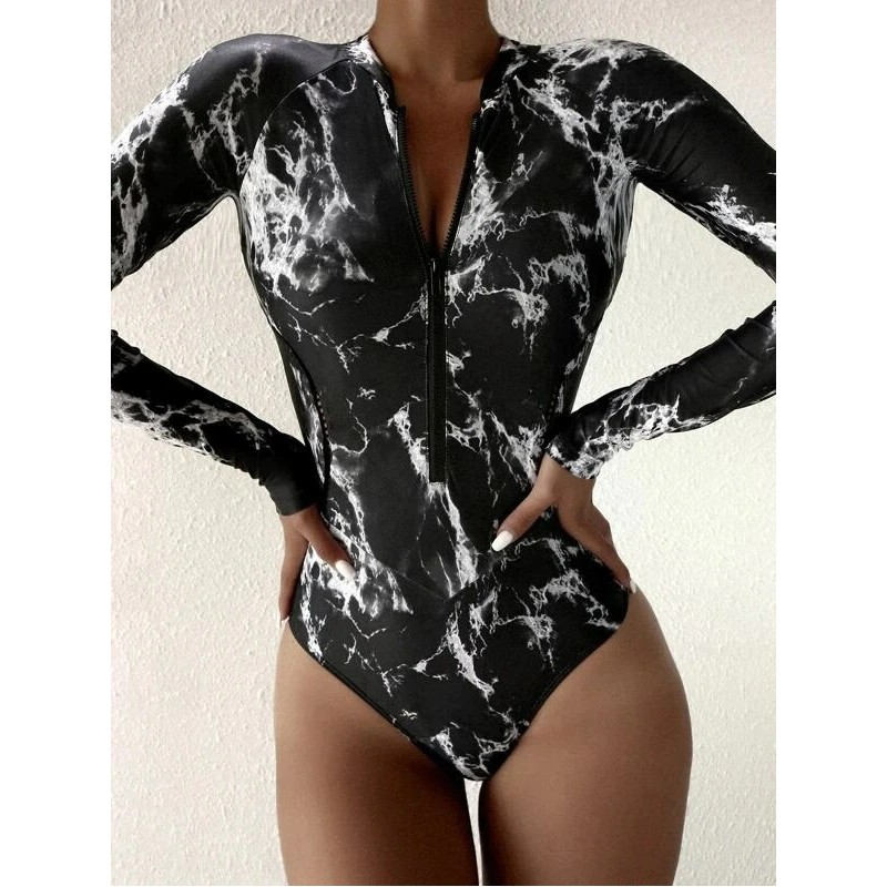 One piece swimsuit - long sleeve - with zipperSwimming