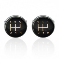 Car black gearbox - round cufflinksCufflinks