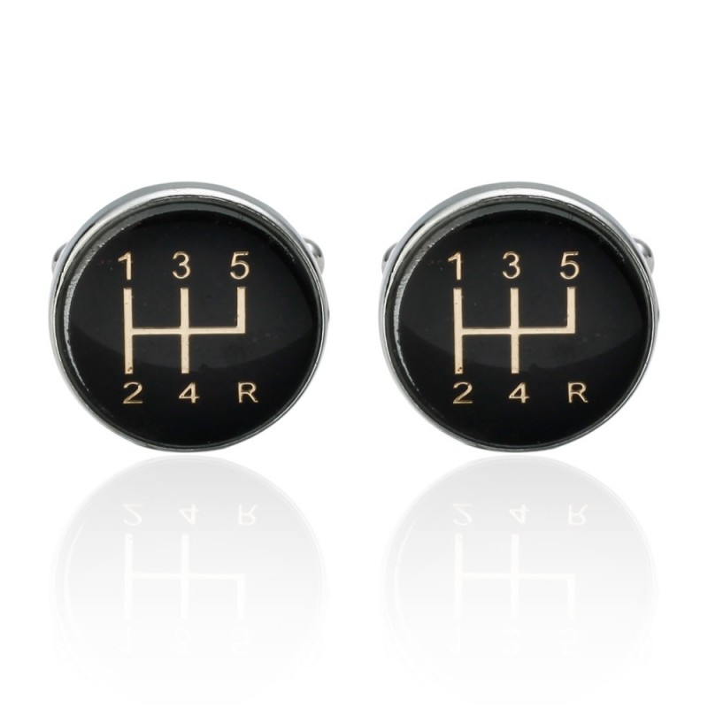 Car black gearbox - round cufflinksCufflinks