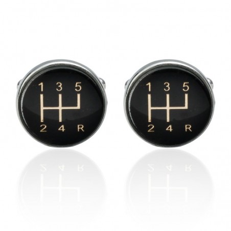Car black gearbox - round cufflinksCufflinks