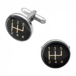 Car black gearbox - round cufflinksCufflinks