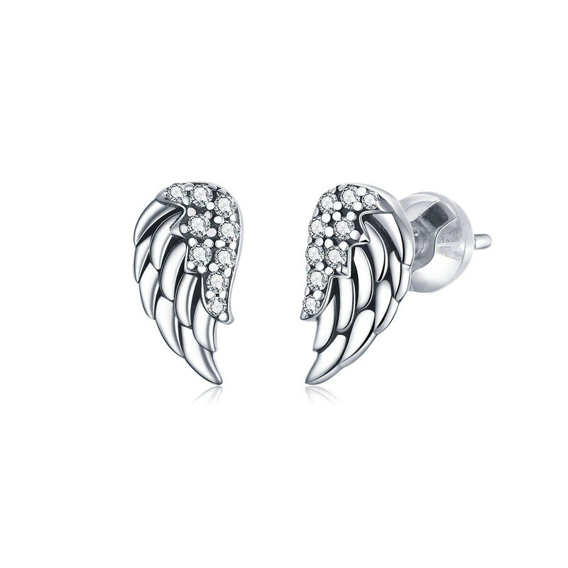 Angel wings with crystals - 925 sterling silver earringsEarrings