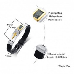 Fashionable cross bracelet - stainless steel - silicone strap - adjustableBracelets