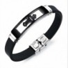 Silicone bracelet with hollowed cross - stainless steel - electroplated - adjustableBracelets