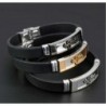 Silicone bracelet with hollowed cross - stainless steel - electroplated - adjustableBracelets