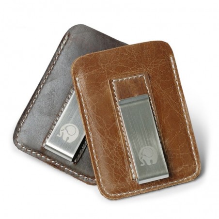 Slim leather wallet - with metal clip - money holderWallets
