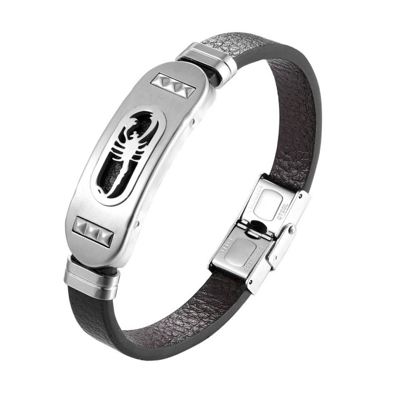 Retro scorpion bracelet - leather - stainless steelBracelets