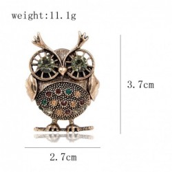 Retro big eyes owl - brooch with crystal decorationsBrooches