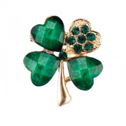 Multicoloured four leaf clover - crystal broochBrooches